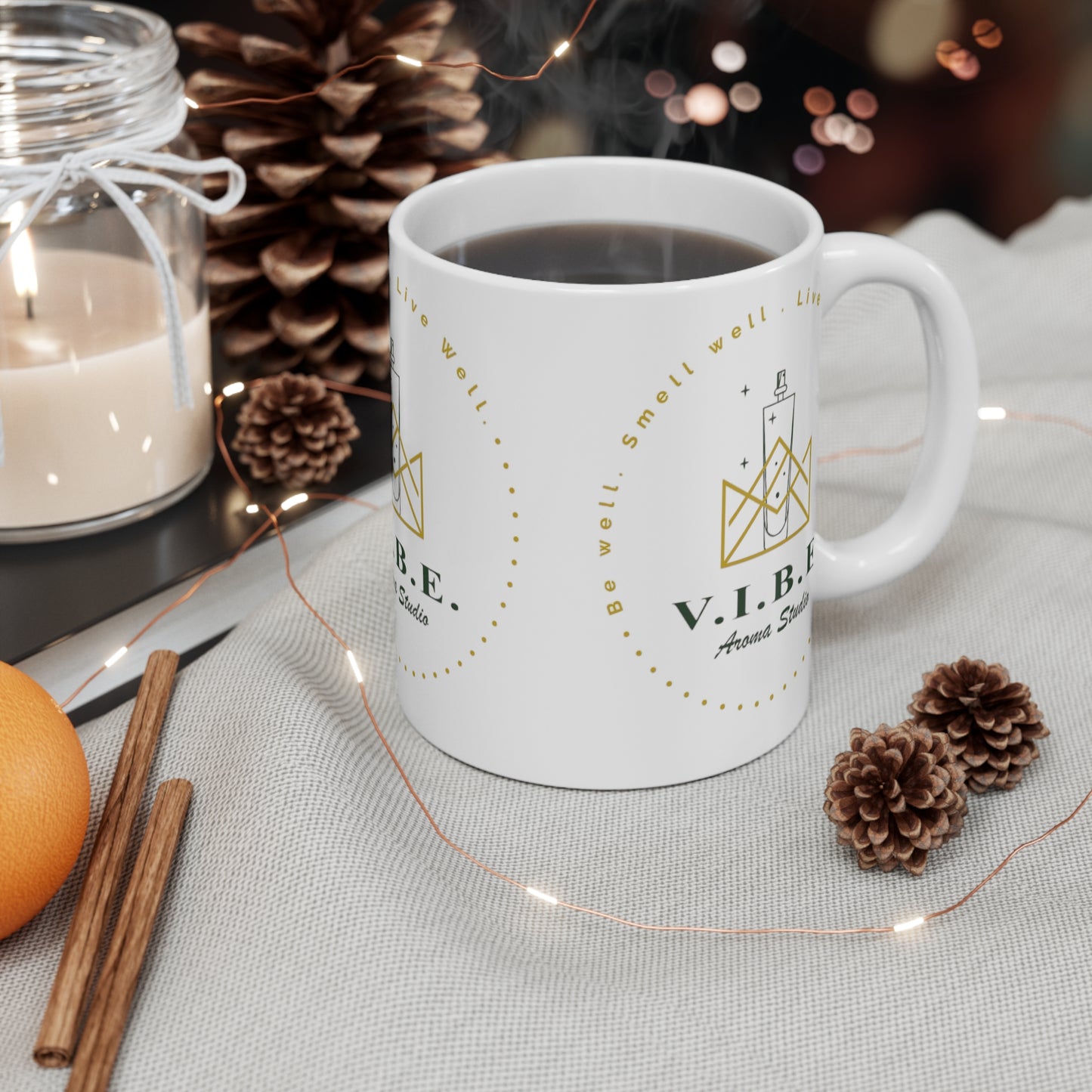 VIBE Aroma Studio Mug - 11oz Inspirational Coffee Cup - Be Well, Smell Well, Live Well